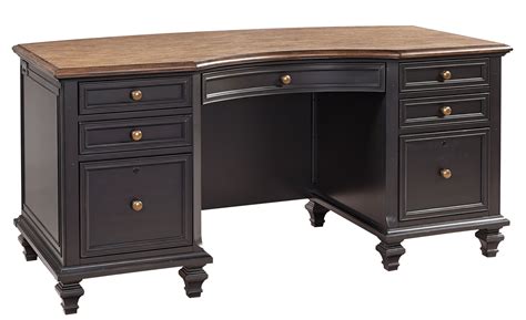 Aspenhome Ravenwood Executive Desk with 2 Locking File Drawers | AHFA | Double Pedestal Desks