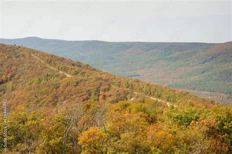 Talimena scenic byway with road running on the crest of the mountain ...