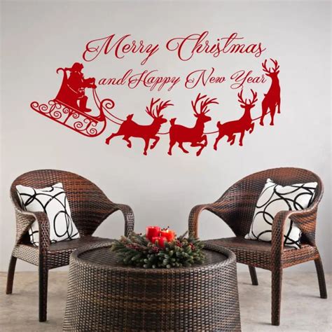 Merry Christmas Wall Decals Home Living Room Decor Santa Claus Gifts Wall Sticker Happy New Year ...