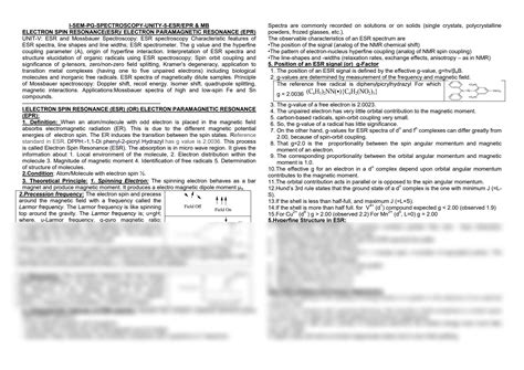 SOLUTION: Esr spectroscopy - Studypool