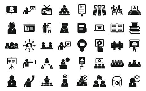 Staff training icons set simple vector. Work team 25505716 Vector Art at Vecteezy