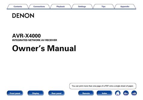 Free Audio Service Manuals - Free download Denon AVR X4000 Owners ...