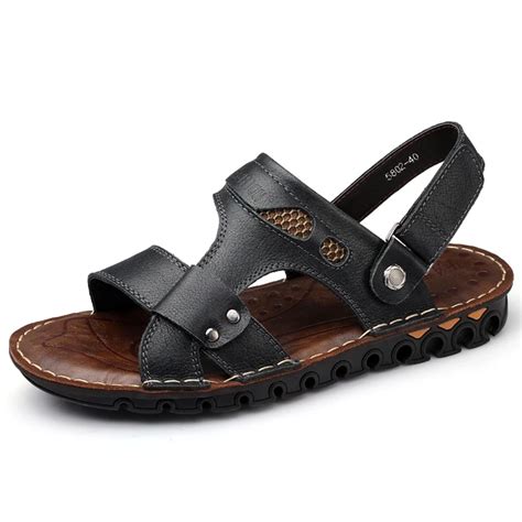 100% Genuine Leather Men Sandals Fashion Brand Shoes Mens Sandals 2017 ...