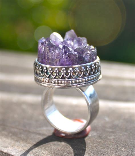 raw amethyst crystal ring on etsy | Crystal rings, Purple gems, Amethyst crystal