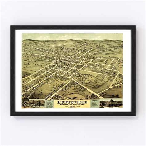 Vintage Map of Huntsville, Alabama 1871 by Ted's Vintage Art