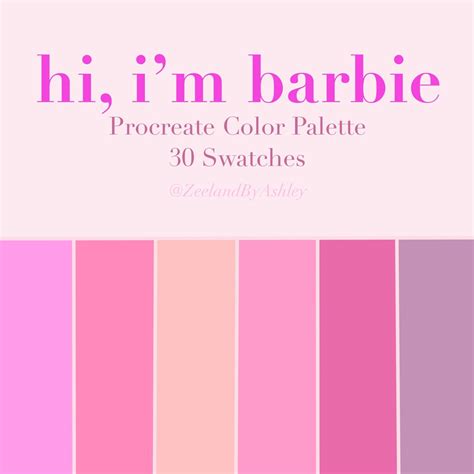 Pink Barbie Procreate Color Palette, 30 Swatches, Instant Download - Etsy