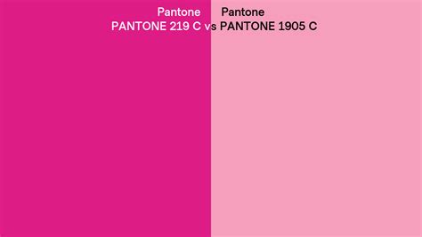 Pantone 219 C vs PANTONE 1905 C side by side comparison