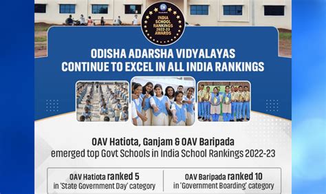 OAV Hatiota, OAV Baripada Adjudged Top Govt Schools in India School Rankings; CM Naveen ...