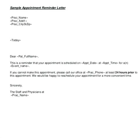 Appointment Reminder Letter | Template Business Format