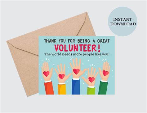 Volunteer Appreciation Card Printable / Volunteer Thank You - Etsy UK