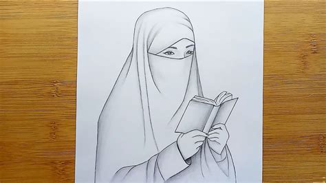 How to Draw a HIJAB GIRL || Ramdan Easy Drawing || How to Draw Girl with Qur’an - YouTube