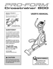 ProForm Crosstrainer 800 Elliptical Manual