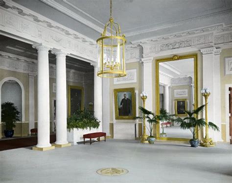 Hand-tinted photo of the White House entrance hall | White house washington dc, White house ...