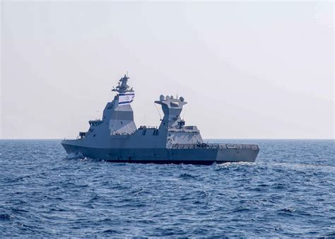 Israeli Navy Sa’ar 6-class corvette sails in the Med during exercise ...