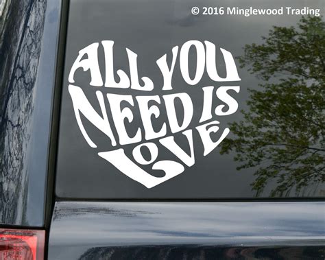 All You Need is Love vinyl decal sticker 11" x 9" Beatles Inspired Heart Quote - Minglewood Trading