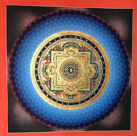 High Quality Blue Round Lotus Mandala Thangka Handpainted in - Etsy