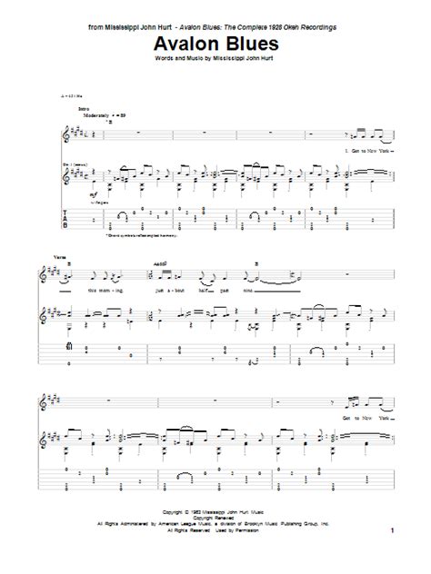 Avalon Blues by Mississippi John Hurt - Guitar Tab - Guitar Instructor