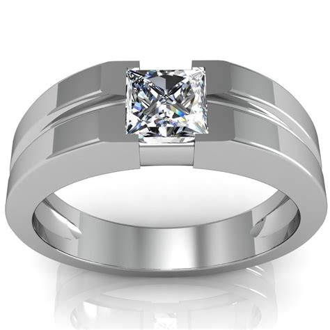 0.85CT MENS SOLITAIRE DIAMOND RING 14K WHITE GOLD 9.6g #WithDiamonds 약혼, 결혼 반지, 시계, 바위, Schmuck