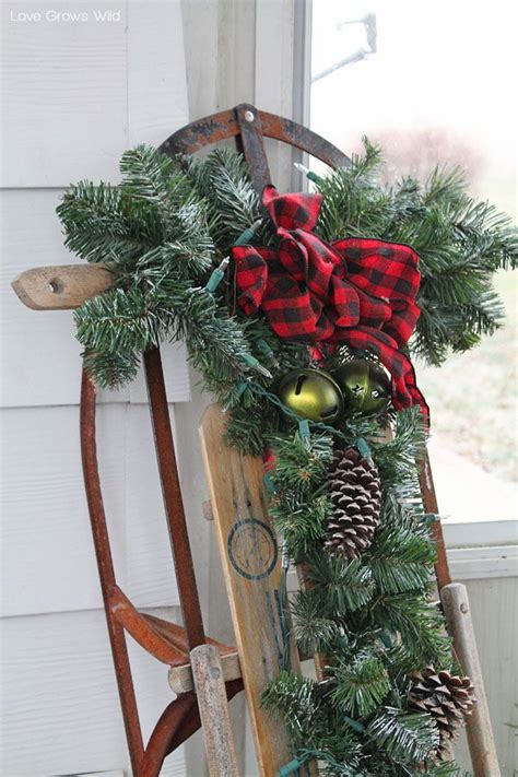 Rustic Holiday Porch Decor | Christmas sled decoration, Christmas wreaths, Christmas decorations