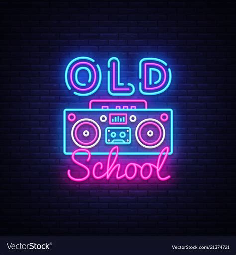 Old school neon sign retro music design Royalty Free Vector