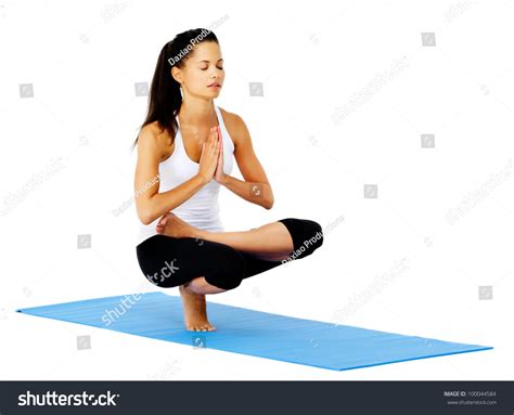 Zen Yoga Woman In Mountain Pose Relaxed And Calm. This Is Part Of A ...