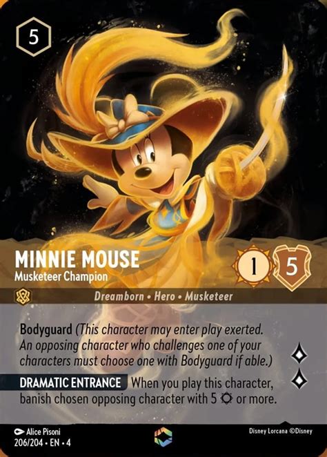 Minnie Mouse - Musketeer Champion - Enchanted 206/204 – Disney Lorcana Card Details + Review ...