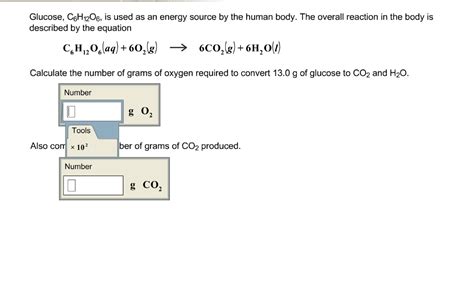 Solved Glucose, C_6H_12O_6, is used as an energy source by | Chegg.com