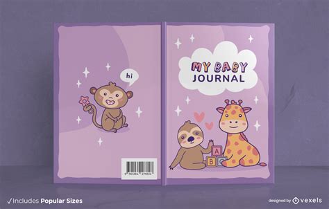 Baby Journal Animals Book Cover Design Vector Download