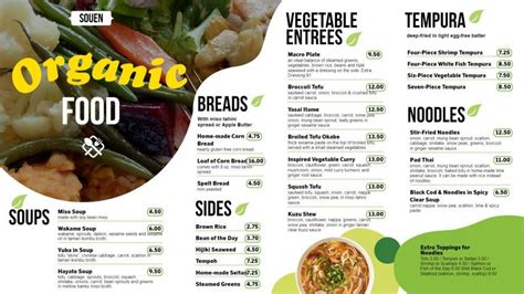 Organic Food Menu Design from DSMenu