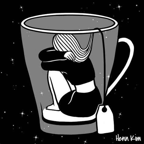 a black and white drawing of a coffee cup