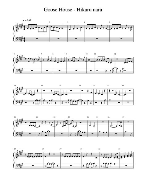 Hikaru Nara - Your Lie In April OP by Goosehouse Sheet music for Piano | Download free in PDF or ...