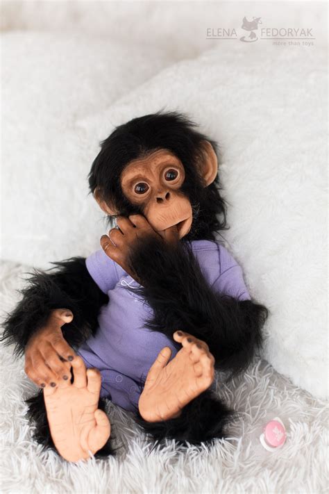 Baby Chimp Mini Life Size Realistic Movable Toy. OOAK Artist Handmade Collectible Animal by ...