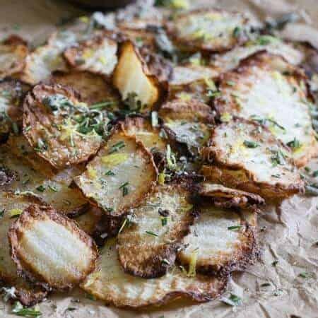 Jicama Chips - Pan Fried Jicama Chips with Citrus Herb Seasoning