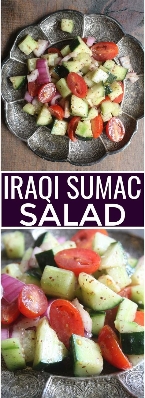 Iraqi Sumac Salad. Fresh mix of cucumbers, cherry tomatoes and red onions tossed in a sumac ...