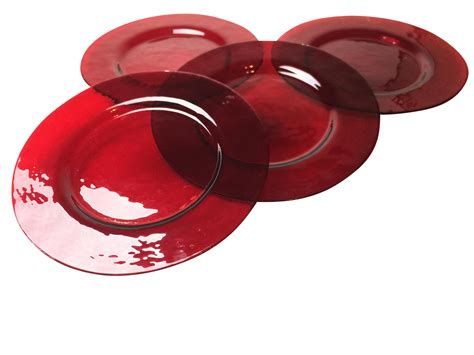 Anchor Hocking Ruby Red Glass Dinner Plates - Set of 4 | Chairish