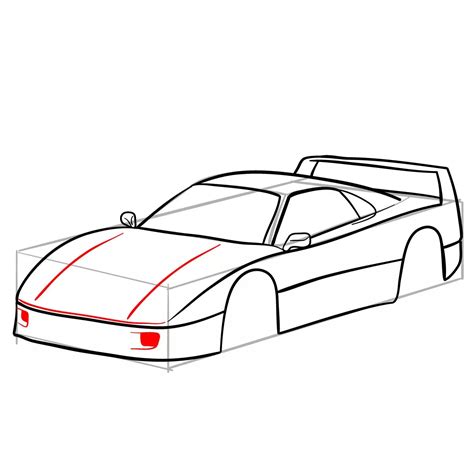 How to draw Ferrari F40 (1988) - Sketchok easy drawing guides Ferrari ...