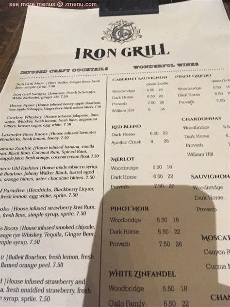 Menu at Iron Grill restaurant, Akron