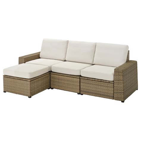 SOLLERÖN 3-seat modular sofa, outdoor, with footstool brown/Frösön ...