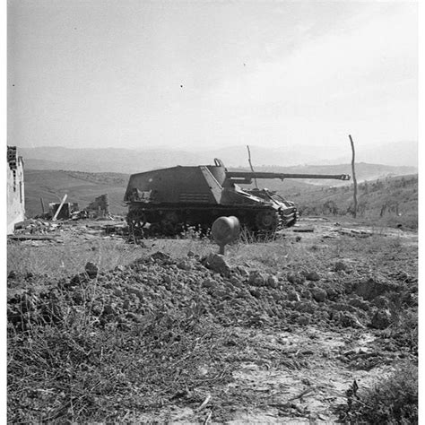 War Pictures from History — A knocked-out German ‘Nashorn’ tank destroyer with...