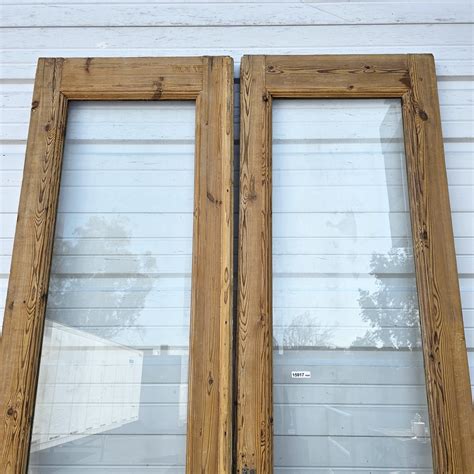 Pair of Wood French Doors w/2 Glass Lites – Antiquities Warehouse