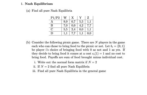 Solved 1. Nash Equilibrium (a) Find all pure Nash Equilibria | Chegg.com