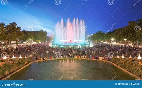 Night View of Magic Fountain in Barcelona Stock Image - Image of building, museum: 43755037