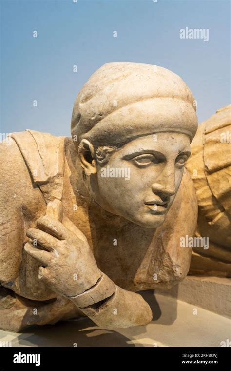 Head of a woman from the pediment frieze of the Temple of Zeus on ...