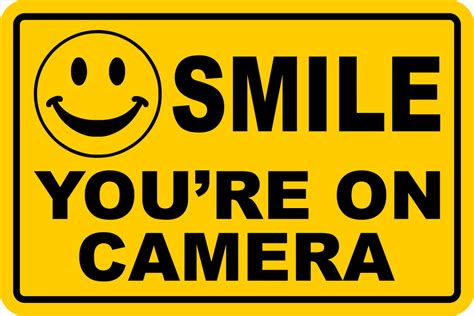 SMILE YOU'RE ON CAMERA Yellow Business Security Sign CCTV Video Survei ...