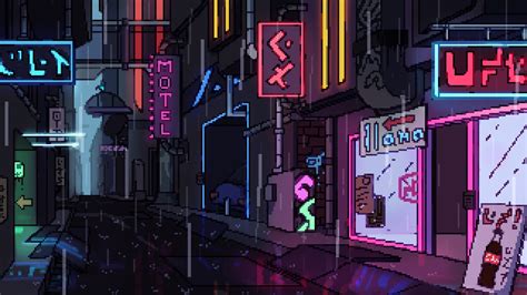 "Rainy Sci-Fi City Pixel Art" - LlamaFreak, Digital Art, 2019 : r/Art