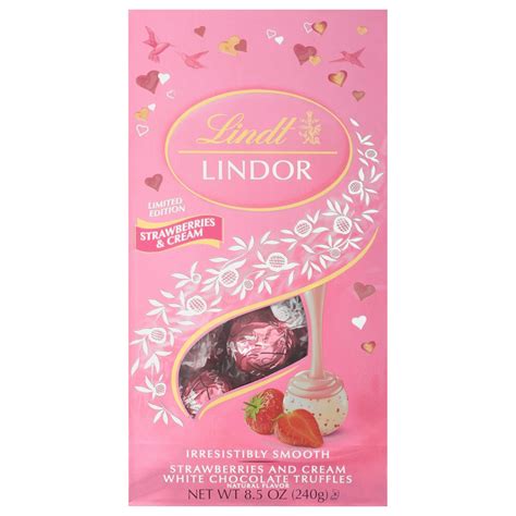 Lindt Lindor Strawberries & Cream White Chocolate Truffles Valentine Candy - Shop Candy at H-E-B