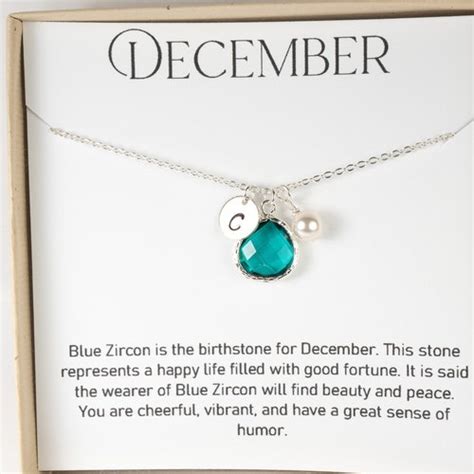 December Birthstone Necklace Personalized Initial Jewelry - Etsy