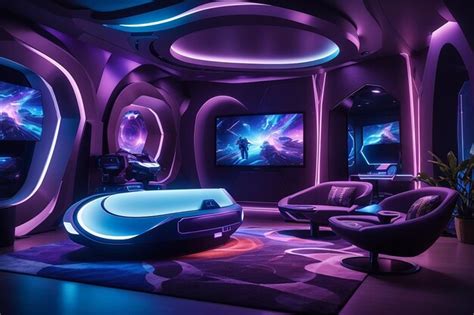 Premium AI Image | Virtual reality gaming room with dynamic lighting ...