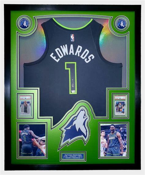 Anthony Edwards Signed Timberwolves Custom Framed LED Backlit Nike ...