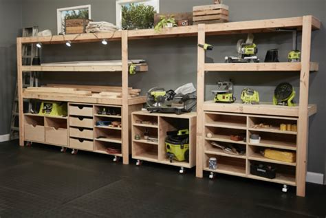 Roll Away Workbench Center with Wall Storage | Ana White